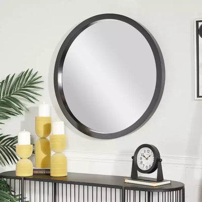 Miroir mural rond contemporain en bois - Olivia & May