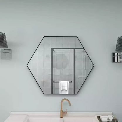 Miroir mural hexagonal en bois contemporain Olivia & May