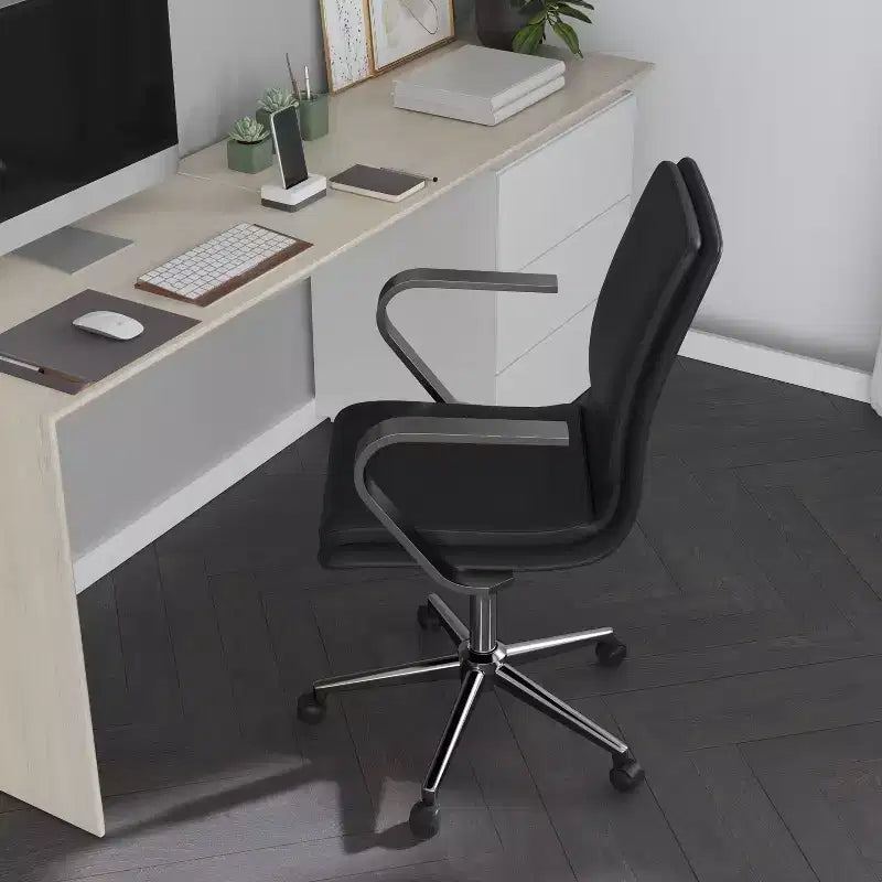 Chaise de bureau Merrick Lane à dossier mi-hauteur avec accoudoirs, siège pivotant réglable en hauteur et base cinq étoiles