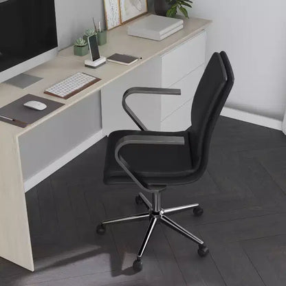 Chaise de bureau Merrick Lane à dossier mi-hauteur avec accoudoirs, siège pivotant réglable en hauteur et base cinq étoiles
