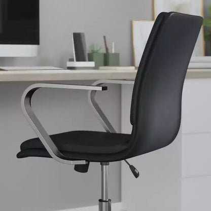 Chaise de bureau Merrick Lane à dossier mi-hauteur avec accoudoirs, siège pivotant réglable en hauteur et base cinq étoiles