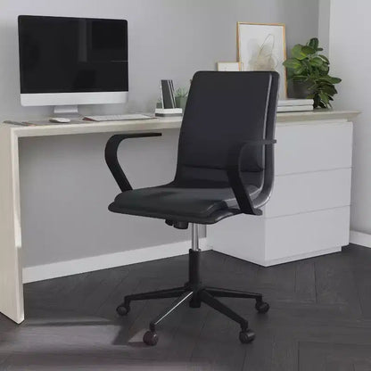 Chaise de bureau Merrick Lane à dossier mi-hauteur avec accoudoirs, siège pivotant réglable en hauteur et base cinq étoiles
