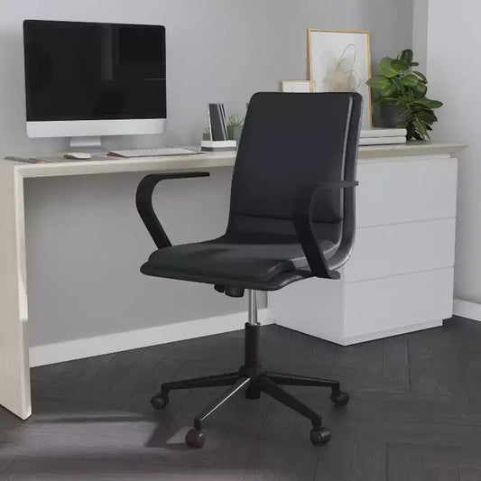 Chaise de bureau Merrick Lane à dossier mi-hauteur avec accoudoirs, siège pivotant réglable en hauteur et base cinq étoiles