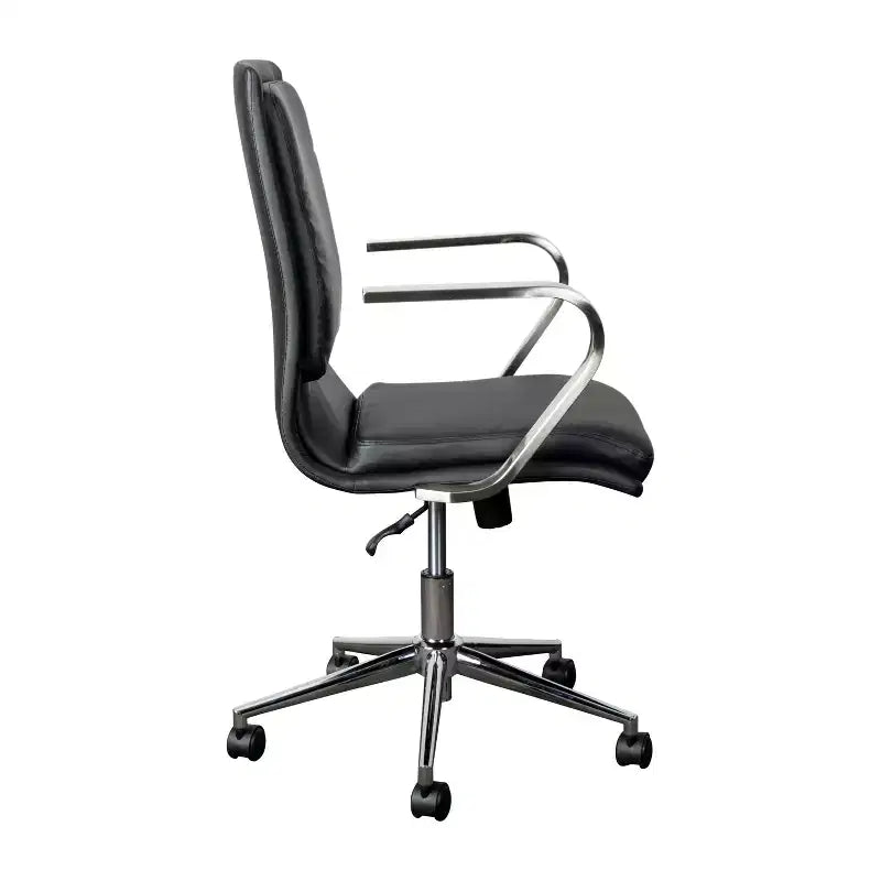 Chaise de bureau Merrick Lane à dossier mi-hauteur avec accoudoirs, siège pivotant réglable en hauteur et base cinq étoiles