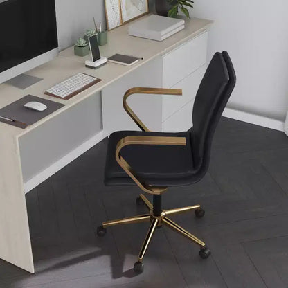 Chaise de bureau Merrick Lane à dossier mi-hauteur avec accoudoirs, siège pivotant réglable en hauteur et base cinq étoiles