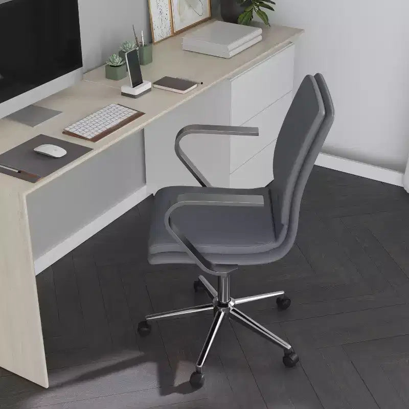 Chaise de bureau Merrick Lane à dossier mi-hauteur avec accoudoirs, siège pivotant réglable en hauteur et base cinq étoiles
