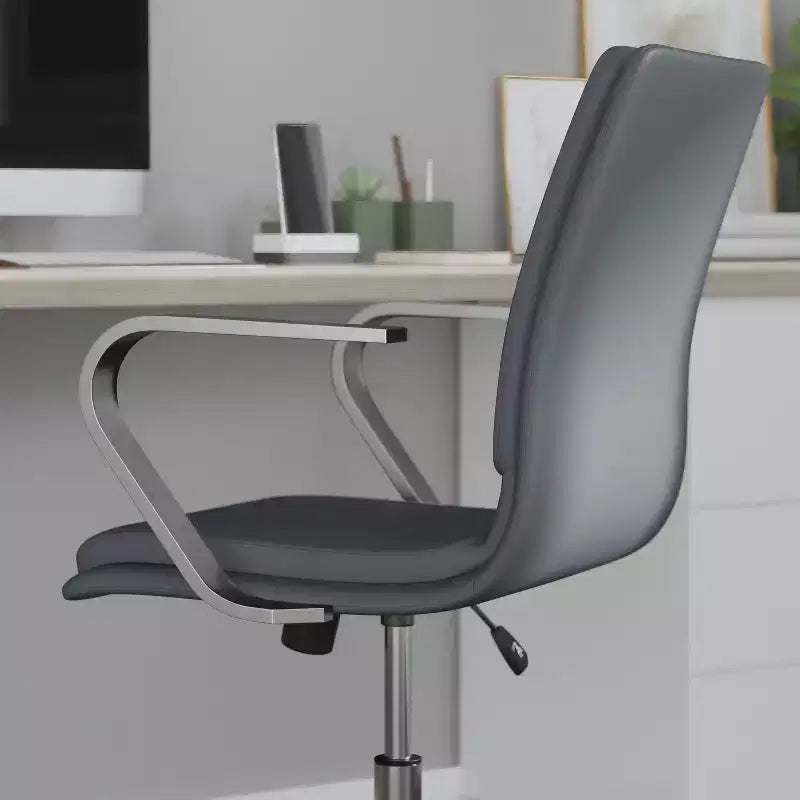 Chaise de bureau Merrick Lane à dossier mi-hauteur avec accoudoirs, siège pivotant réglable en hauteur et base cinq étoiles