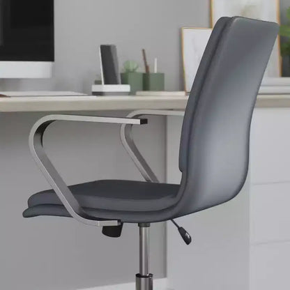 Chaise de bureau Merrick Lane à dossier mi-hauteur avec accoudoirs, siège pivotant réglable en hauteur et base cinq étoiles