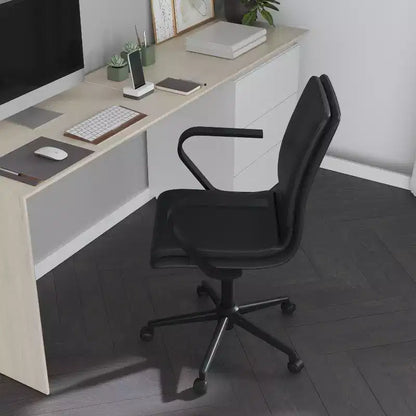 Chaise de bureau Merrick Lane à dossier mi-hauteur avec accoudoirs, siège pivotant réglable en hauteur et base cinq étoiles