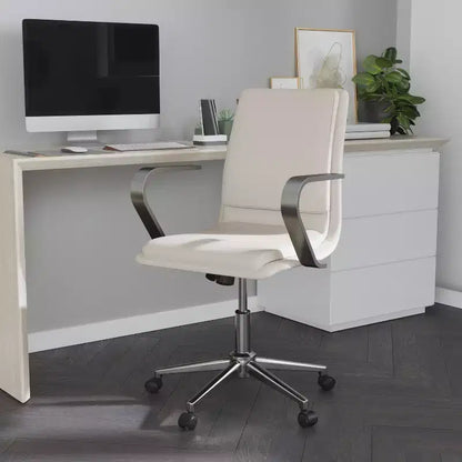 Chaise de bureau Merrick Lane à dossier mi-hauteur avec accoudoirs, siège pivotant réglable en hauteur et base cinq étoiles