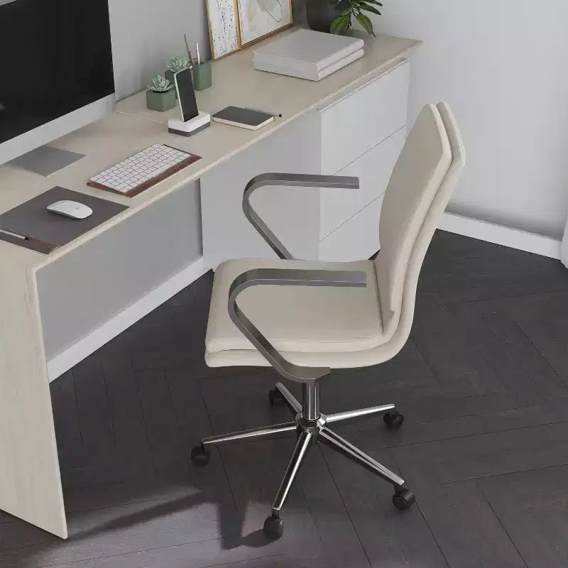 Chaise de bureau Merrick Lane à dossier mi-hauteur avec accoudoirs, siège pivotant réglable en hauteur et base cinq étoiles