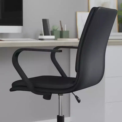 Chaise de bureau Merrick Lane à dossier mi-hauteur avec accoudoirs, siège pivotant réglable en hauteur et base cinq étoiles