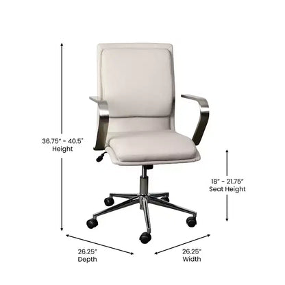 Chaise de bureau Merrick Lane à dossier mi-hauteur avec accoudoirs, siège pivotant réglable en hauteur et base cinq étoiles