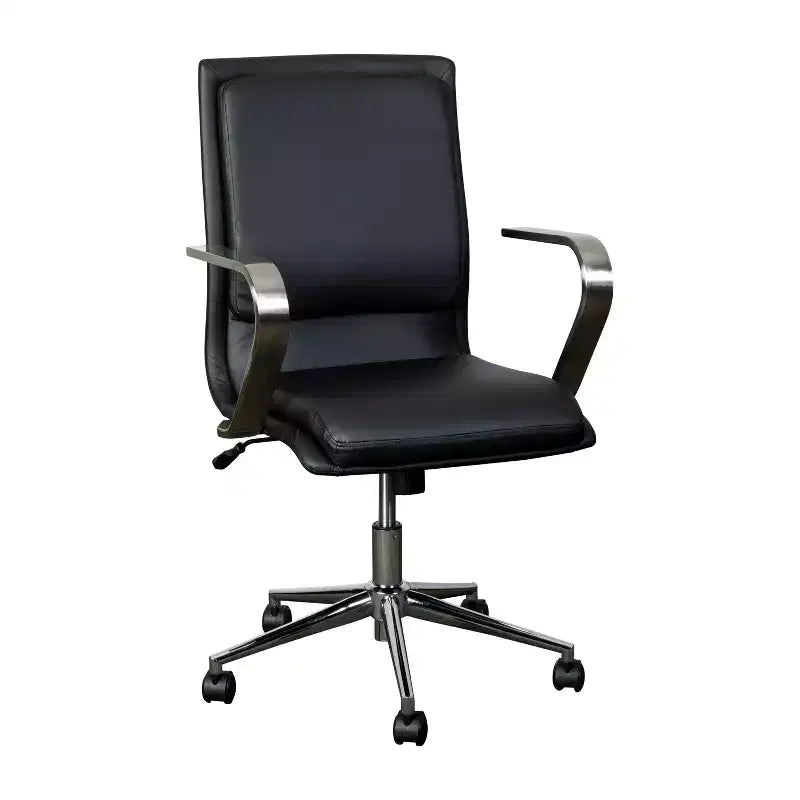 Chaise de bureau Merrick Lane à dossier mi-hauteur avec accoudoirs, siège pivotant réglable en hauteur et base cinq étoiles