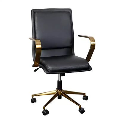 Chaise de bureau Merrick Lane à dossier mi-hauteur avec accoudoirs, siège pivotant réglable en hauteur et base cinq étoiles