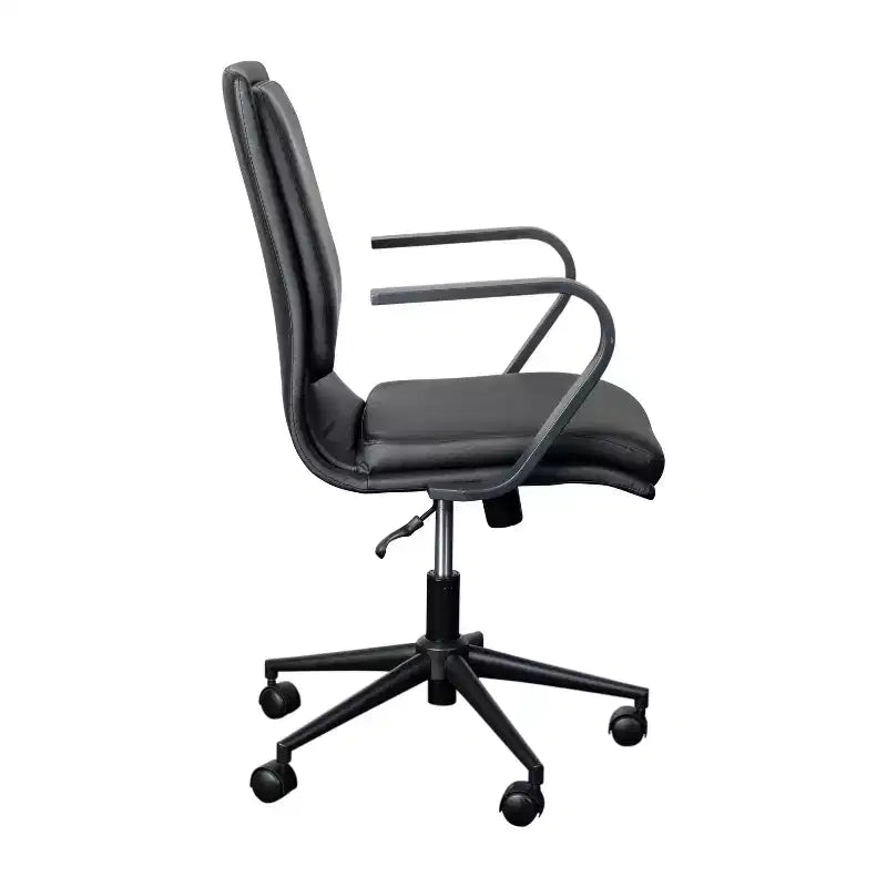 Chaise de bureau à dossier mi-haut rembourrée moderne Emma et Oliver avec accoudoirs et base 5 étoiles