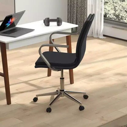 Chaise de bureau à dossier mi-haut rembourrée moderne Emma et Oliver avec accoudoirs et base 5 étoiles