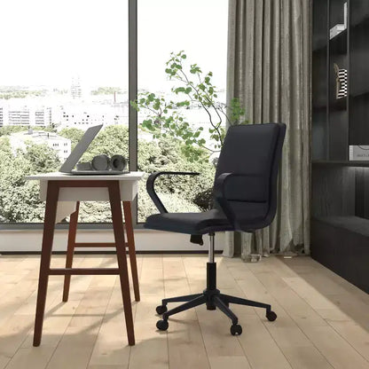 Chaise de bureau à dossier mi-haut rembourrée moderne Emma et Oliver avec accoudoirs et base 5 étoiles