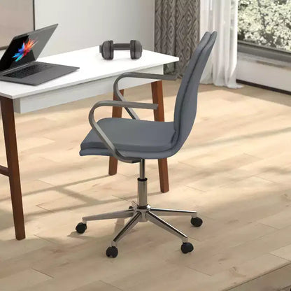 Chaise de bureau à dossier mi-haut rembourrée moderne Emma et Oliver avec accoudoirs et base 5 étoiles