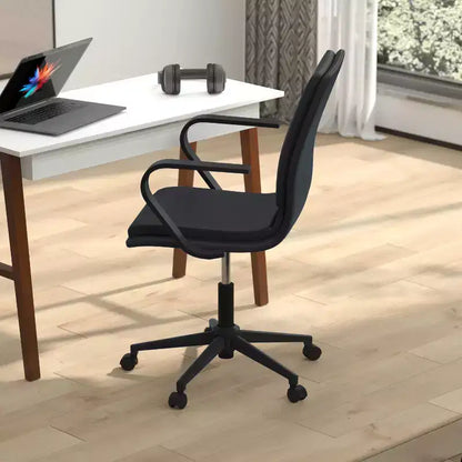 Chaise de bureau à dossier mi-haut rembourrée moderne Emma et Oliver avec accoudoirs et base 5 étoiles