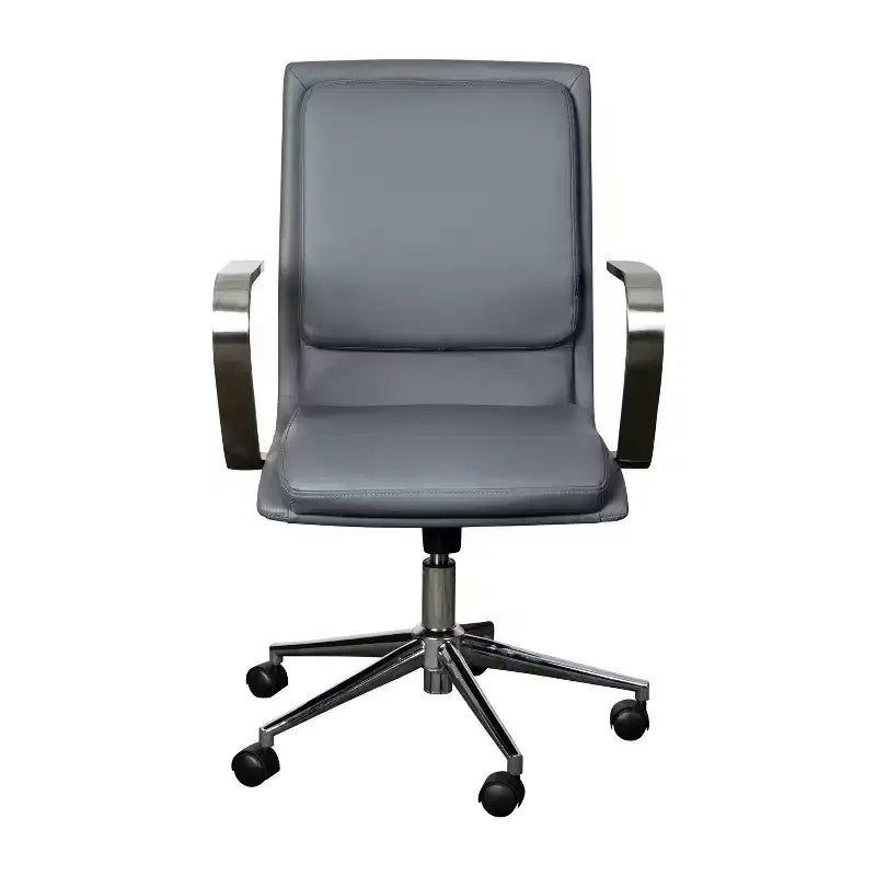 Chaise de bureau à dossier mi-haut rembourrée moderne Emma et Oliver avec accoudoirs et base 5 étoiles