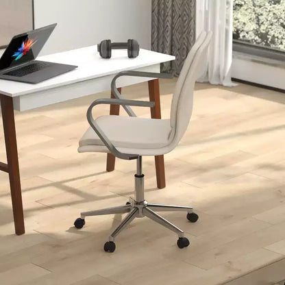 Chaise de bureau à dossier mi-haut rembourrée moderne Emma et Oliver avec accoudoirs et base 5 étoiles