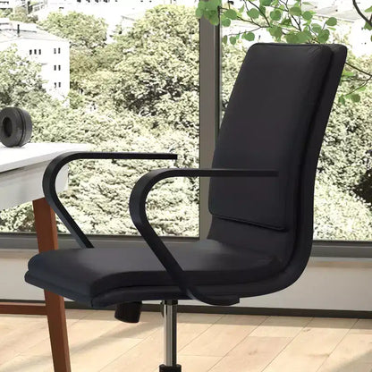 Chaise de bureau à dossier mi-haut rembourrée moderne Emma et Oliver avec accoudoirs et base 5 étoiles