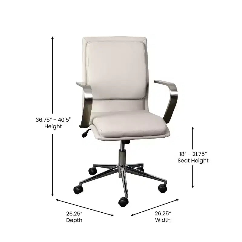 Chaise de bureau à dossier mi-haut rembourrée moderne Emma et Oliver avec accoudoirs et base 5 étoiles