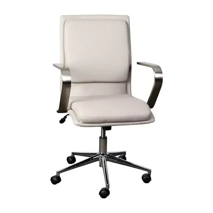 Chaise de bureau à dossier mi-haut rembourrée moderne Emma et Oliver avec accoudoirs et base 5 étoiles