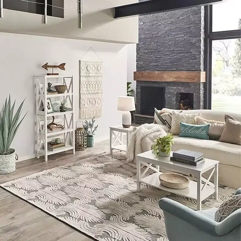 Table basse ClosetMaid design en X avec étagère de rangement pour salon, sous-sol ou bureau, blanc