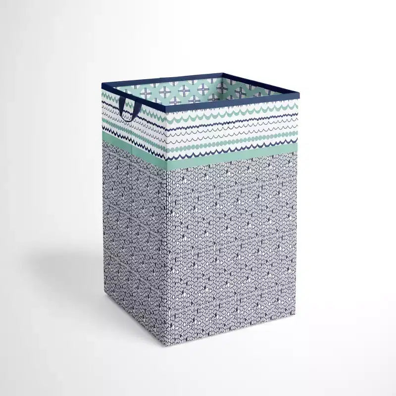 Bacati - Noah Mint/Navy Collapsible Laundry Hamper