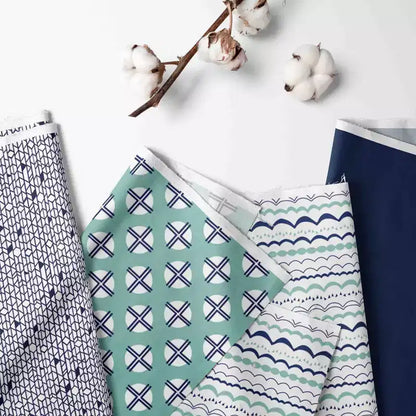 Bacati - Panier à Linge Pliable Noah Menthe/Bleu Marine