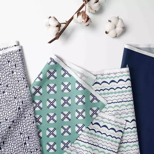 Bacati - Panier à Linge Pliable Noah Menthe/Bleu Marine