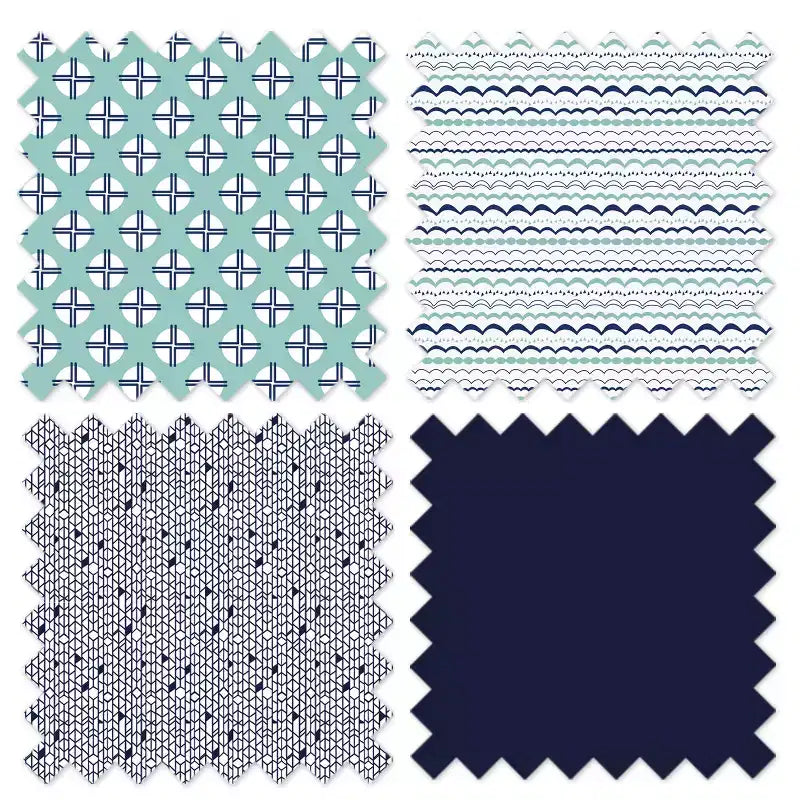 Bacati - Panier à Linge Pliable Noah Menthe/Bleu Marine