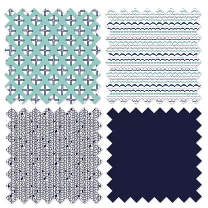 Bacati - Panier à Linge Pliable Noah Menthe/Bleu Marine
