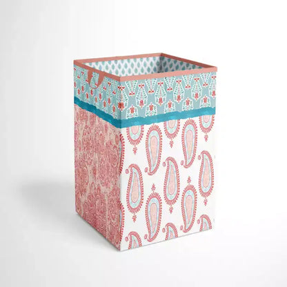 Bacati - Sophia Paisley Aqua/Coral Collapsible Laundry Hamper