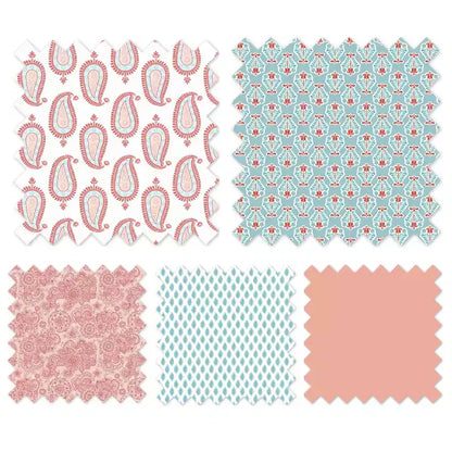Bacati - Sophia Paisley Aqua/Corail Panier à Linge Pliable