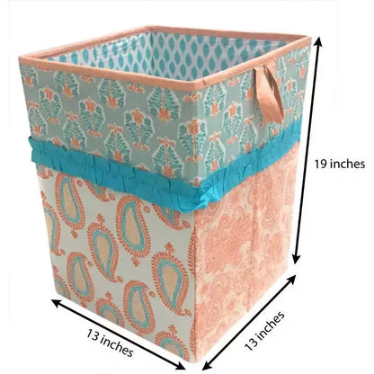 Bacati - Sophia Paisley Aqua/Corail Panier à Linge Pliable