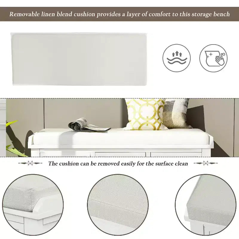 Banc de rangement rustique avec 3 tiroirs et 3 paniers en rotin-ModernLuxe