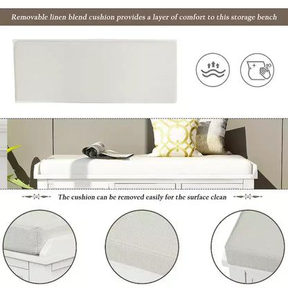 Banc de rangement rustique avec 3 tiroirs et 3 paniers en rotin-ModernLuxe