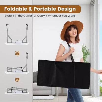 Table de manucure pliante et portable Costway avec collecteur de poussière, lampe LED et sac de transport blanc