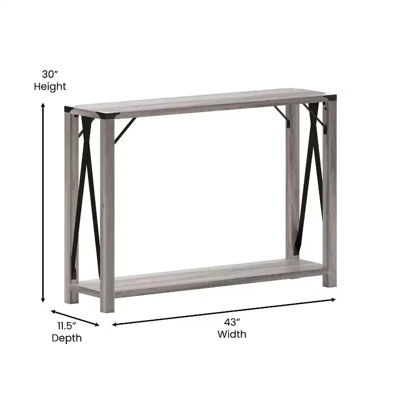 Table console d'entrée moderne Emma et Oliver en bois d'ingénierie style ferme avec accents métalliques