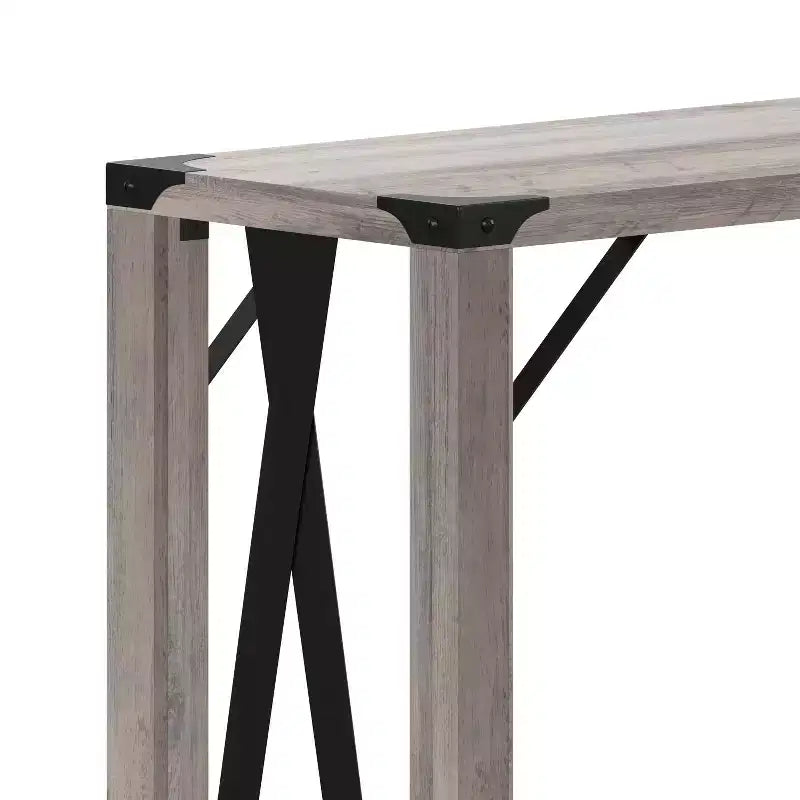 Table console d'entrée moderne Emma et Oliver en bois d'ingénierie style ferme avec accents métalliques