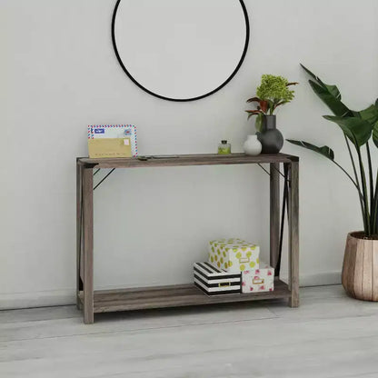 Table console d'entrée moderne Emma et Oliver en bois d'ingénierie style ferme avec accents métalliques
