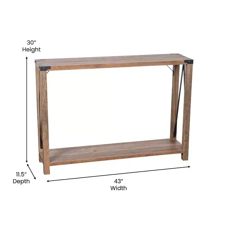Table console d'entrée moderne Emma et Oliver en bois d'ingénierie style ferme avec accents métalliques