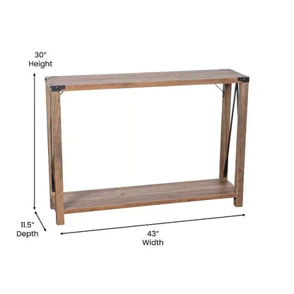 Table console d'entrée moderne Emma et Oliver en bois d'ingénierie style ferme avec accents métalliques