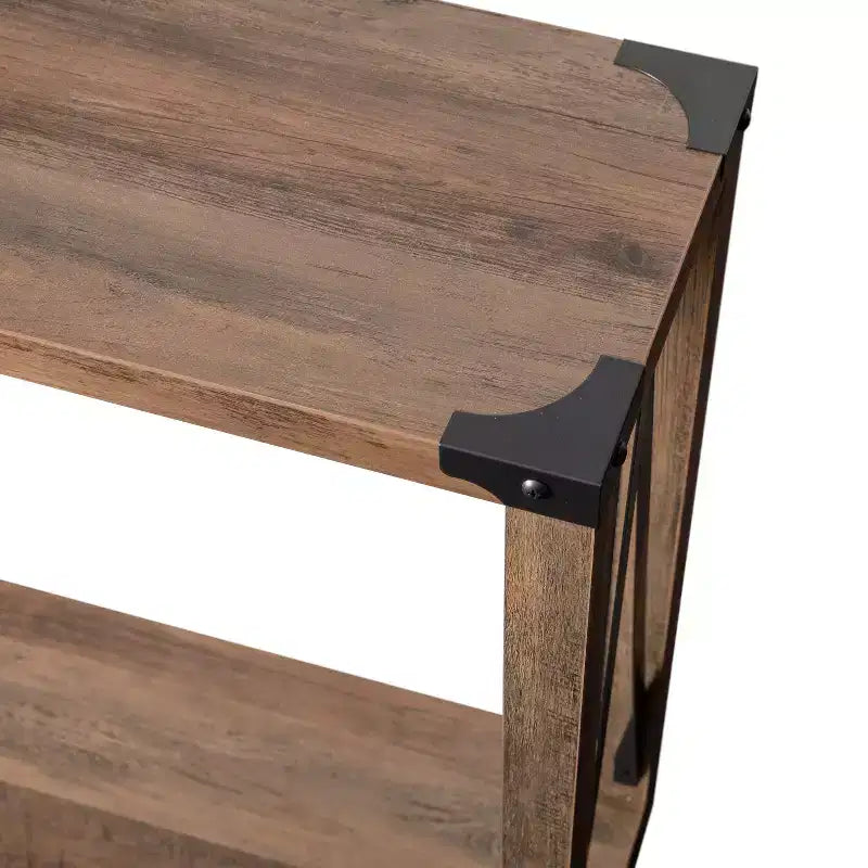 Table console d'entrée moderne Emma et Oliver en bois d'ingénierie style ferme avec accents métalliques