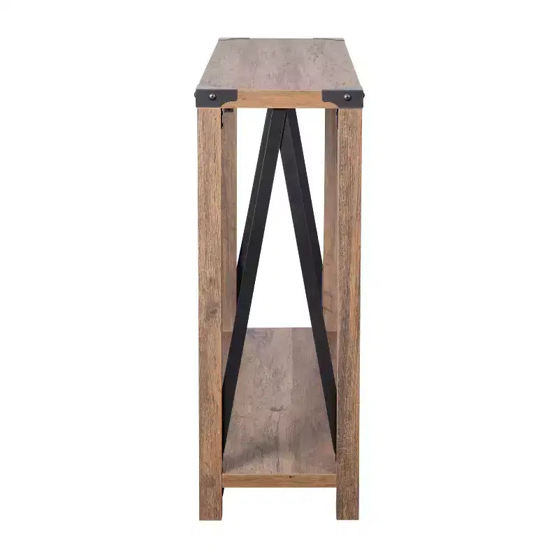 Table console d'entrée moderne Emma et Oliver en bois d'ingénierie style ferme avec accents métalliques