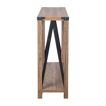 Table console d'entrée moderne Emma et Oliver en bois d'ingénierie style ferme avec accents métalliques