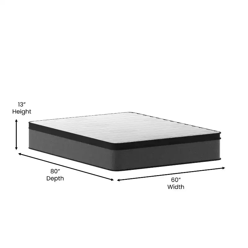 Matelas hybride à ressorts ensachés 13 Euro Top Emma and Oliver en boîte avec mousse certifiée CertiPUR-US pour un soulagement de la pression et un soutien efficaces